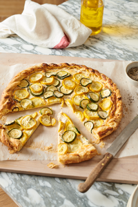 Courgette, ricotta and anchovy tart