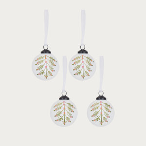 Merrivale Berry Sprig Glass Baubles, Set of 4