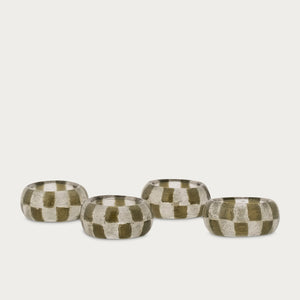 Carnaby Glass Check Napkin Rings, Set of 4