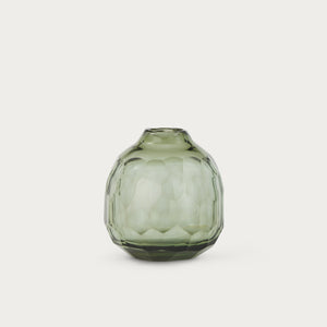 Neptune Giselle Vase Small Bud Glass Green Cut Out v1