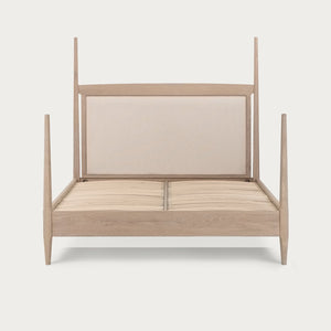 Neptune Walton Four Poster Bed Super King Hugo Pale Oat Natural Solid Wood Upholstered Cut Out v1