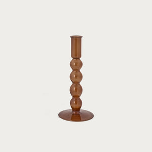 Neptune Floella Wide Candlestick Glass Amber Brown v1