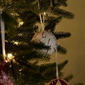 Candy Cane Papier-mâché Bauble