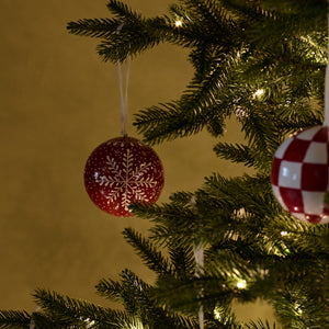 Fair Isle Red Papier-mâché Bauble