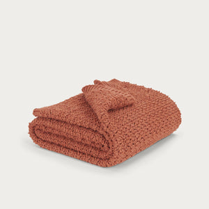 Neptune Hetton Throw Chestnut Woven Knitted Cut Out